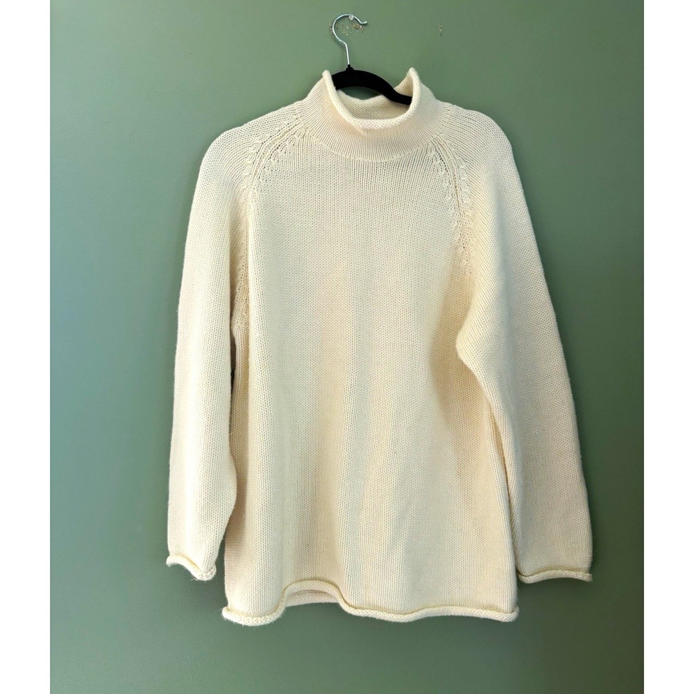 FORenza Vintage Ivory Solid Knit Mock Neck Raglan Long Sleeve Pullover Sweater M